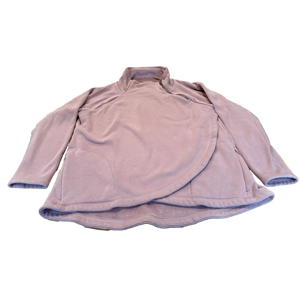 Athleta Cozy Karma Asymmetrical Pink Rose Zip‎ Pullover Fleece Jacket Size XL